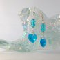 Crystal heart aqua blue AB iridescent glass bead earrings