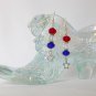 Red white blue crystal bead star charm usa drop earrings