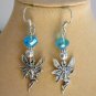 Fairy Dancing charm pendant aqua organza Necklace crystal Earrings Set