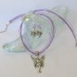 Fairy Posing Pretty charm pendant organza purple Necklace crystal earrings Set