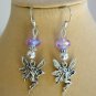 Fairy Dancing charm pendant purple organza Necklace crystal Earrings Set