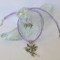 Fairy Dancing charm pendant purple organza Necklace crystal Earrings Set