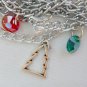 Christmas tree red green diamond bead charm Bracelet Earrings Set
