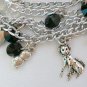 Nuts for dogs diamond shape crystal bead chain charm Bracelet Earrings Set
