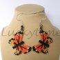 Orange butterfly Plastic Canvas AB bead earrings monarch