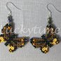 Dark brown butterfly Plastic Canvas AB bead earrings