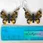 Dark brown butterfly Plastic Canvas AB bead earrings