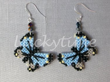 Light blue butterfly Plastic Canvas AB bead earrings