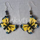 Yellow butterfly Plastic Canvas AB bead earrings tiger swallowtail