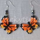 Orange butterfly Plastic Canvas AB bead earrings monarch
