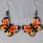 Orange butterfly Plastic Canvas AB bead earrings monarch
