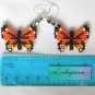 Orange butterfly Plastic Canvas AB bead earrings monarch