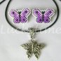 Purple violet butterfly Plastic Canvas earrings set