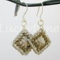 Brown taupe competed Plastic Canvas string art earrings