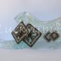 Brown taupe competed Plastic Canvas string art earrings