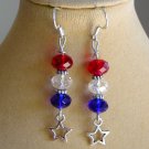 Red white blue crystal bead star charm usa drop earrings Red white blue crystal bead star charm usa drop earrings