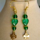 Lucky four leaf clover charm green glass bead earrings Lucky four leaf clover charm green glass bead earrings