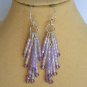 Light purple crystal bugle seed bead dangle earrings