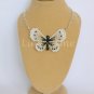 Cabbage White butterfly Plastic Canvas pendant silver chain necklace