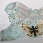 Cabbage White butterfly Plastic Canvas pendant silver chain necklace