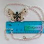 Cabbage White butterfly Plastic Canvas pendant silver chain necklace
