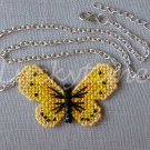 Yellow sulphur butterfly Plastic Canvas pendant silver chain necklace Yellow sulphur butterfly Plastic Canvas pendant silver chain necklace