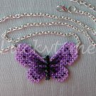 Purple butterfly Plastic Canvas pendant silver chain necklace