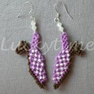 Purple polka dot slingback shoe Plastic Canvas bead earrings