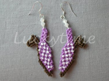Purple polka dot slingback shoe Plastic Canvas bead earrings