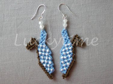 Blue polka dot slingback shoe Plastic Canvas bead earrings