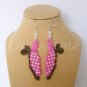 Pink Polka Dot Slingback shoe Plastic Canvas bead earrings