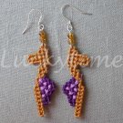 Purple Sandal shoe plastic canvas Cross Stich bead earrings