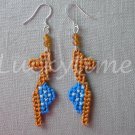Blue Sandal shoe plastic canvas Cross Stitch bead earrings