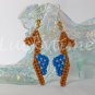Blue Sandal shoe plastic canvas Cross Stitch bead earrings