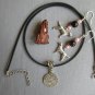 Cocker Spaniel Pin brown pink bead dog charm Earrings paw Necklace Set