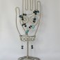 Czech sea shell glass bead AB aqua blue black crystal bracelet earrings set