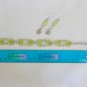 Clover charm lime green luster hex seed bead Bracelet Earrings Set