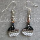 Grey Black ombre Cross Stitch Plastic Canvas crystal bead earrings Grey Black ombre Cross Stitch Plastic Canvas crystal bead earrings