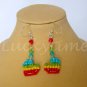 Rainbow heart Cross Stitch Plastic Canvas crystal bead earrings