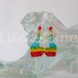 Rainbow heart Cross Stitch Plastic Canvas crystal bead earrings