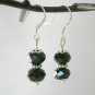 Czech sea shell glass bead AB aqua blue black crystal bracelet earrings set