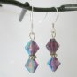 Purple iridescent AB Czech moon star crystal bead charm bracelet earrings sret