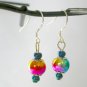 Rainbow bright carnival AB crystal glass flower bead bracelet earngs set