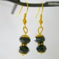 Czech pressed glass black cat head bead crystal bracelet earrings set