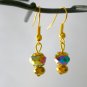 Aurora borealis AB rainbow crystal bead flower gold bracelet earrings set