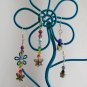 Butterfly crystal bicone bead rainbow chakra earrings 2 pair