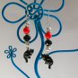 Halloween black cat red orange bead charm earrings