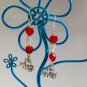 Love my cat charm red glass heart crystal bead earrings