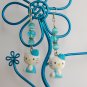 Hello Kitty cat aqua blue crystal bead charm earrings