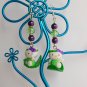 Hello Kitty cat green leaf purple lime bead earrings